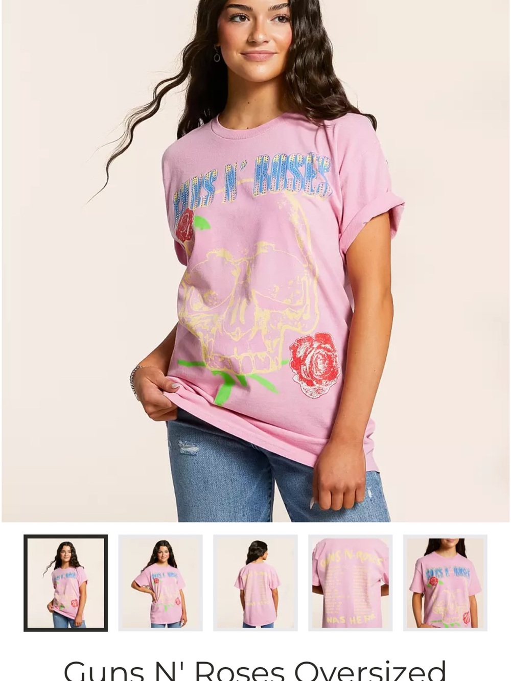 Guns N' Roses Oversized Pink Graphic Tee
